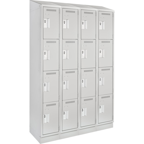 Clean Line™ Lockers, No. of Tiers, 4, Bank of, 4, Overall Width, 48", Overall Depth, 18", Bodies, 24 gauge, Inside Depth, 18"
