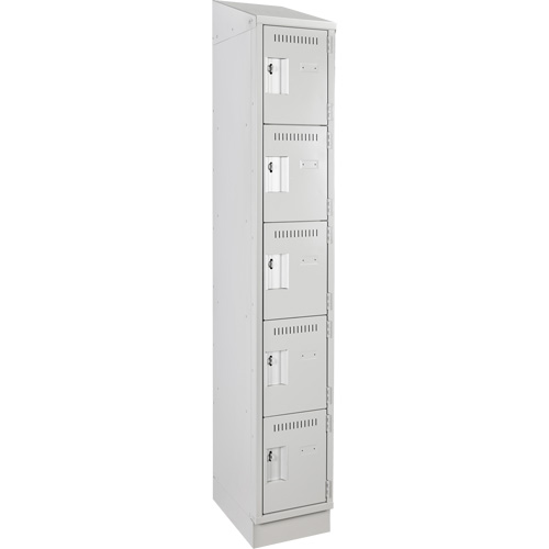 Clean Line™ Lockers, No. of Tiers, 5, Bank of, 1, Overall Width, 12", Overall Depth, 18", Bodies, 24 gauge, Inside Depth, 18"