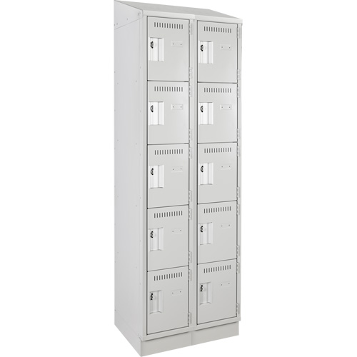Clean Line™ Lockers, No. of Tiers, 5, Bank of, 2, Overall Width, 24", Overall Depth, 18", Bodies, 24 gauge, Inside Depth, 18"