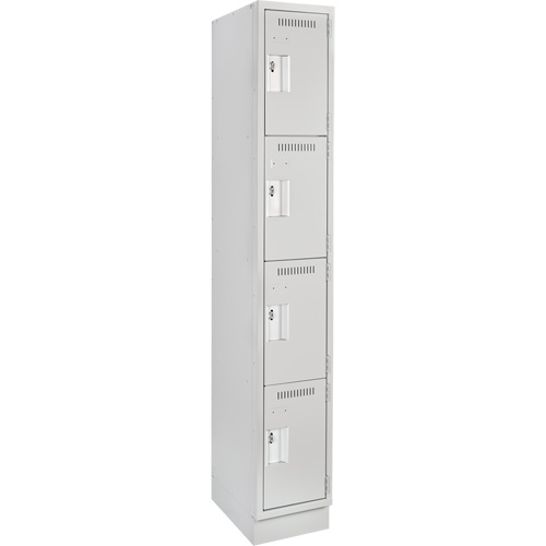 Clean Line™ Lockers, No. of Tiers, 4, Bank of, 1, Overall Width, 12", Overall Depth, 18", Bodies, 24 gauge, Inside Depth, 18"