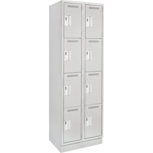 Clean Line™ Lockers, No. of Tiers, 4, Bank of, 2, Overall Width, 24", Overall Depth, 18", Bodies, 24 gauge, Inside Depth, 18"