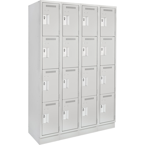 Clean Line™ Lockers, No. of Tiers, 4, Bank of, 4, Overall Width, 48", Overall Depth, 18", Bodies, 24 gauge, Inside Depth, 18"