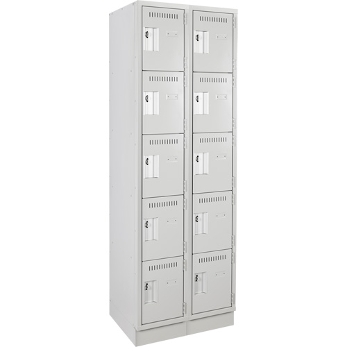 Clean Line™ Lockers, No. of Tiers, 5, Bank of, 2, Overall Width, 24", Overall Depth, 18", Bodies, 24 gauge, Inside Depth, 18"