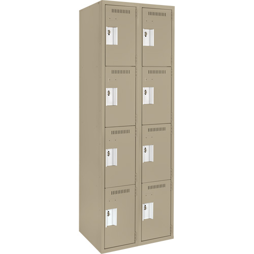 Clean Line™ Lockers, No. of Tiers, 4, Bank of, 2, Overall Width, 24", Overall Depth, 18", Bodies, 24 gauge, Inside Depth, 18"