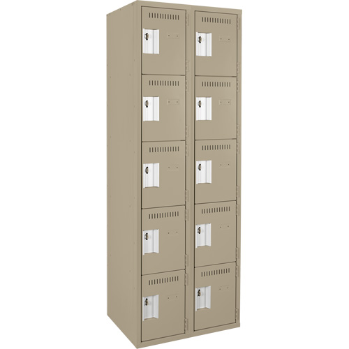Clean Line™ Lockers, No. of Tiers, 5, Bank of, 2, Overall Width, 24", Overall Depth, 18", Bodies, 24 gauge, Inside Depth, 18"