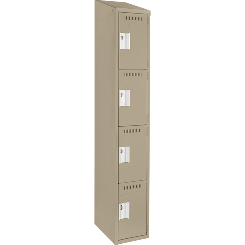 Clean Line™ Lockers, No. of Tiers, 4, Bank of, 1, Overall Width, 12", Overall Depth, 18", Bodies, 24 gauge, Inside Depth, 18"