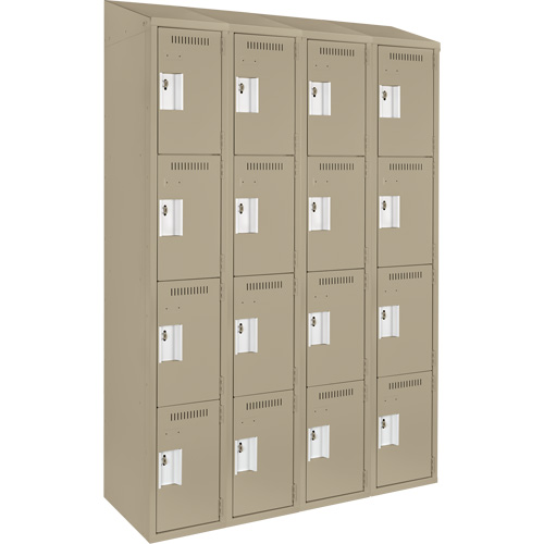 Clean Line™ Lockers, No. of Tiers, 4, Bank of, 4, Overall Width, 48", Overall Depth, 18", Bodies, 24 gauge, Inside Depth, 18"
