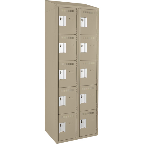 Clean Line™ Lockers, No. of Tiers, 5, Bank of, 2, Overall Width, 24", Overall Depth, 18", Bodies, 24 gauge, Inside Depth, 18"