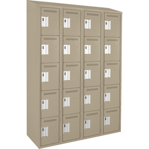Clean Line™ Lockers, No. of Tiers, 5, Bank of, 4, Overall Width, 48", Overall Depth, 18", Bodies, 24 gauge, Inside Depth, 18"