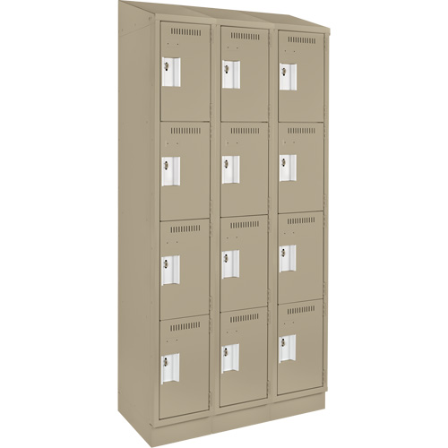 Clean Line™ Lockers, No. of Tiers, 4, Bank of, 3, Overall Width, 36", Overall Depth, 18", Bodies, 24 gauge, Inside Depth, 18"