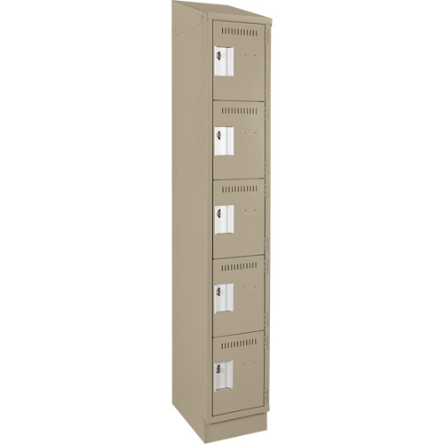 Clean Line™ Lockers, No. of Tiers, 5, Bank of, 1, Overall Width, 12", Overall Depth, 18", Bodies, 24 gauge, Inside Depth, 18"