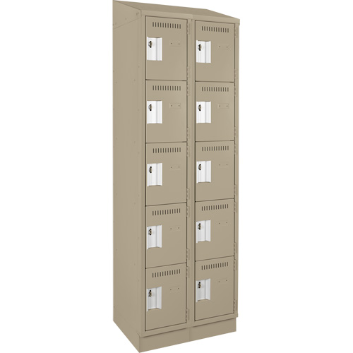 Clean Line™ Lockers, No. of Tiers, 5, Bank of, 2, Overall Width, 24", Overall Depth, 18", Bodies, 24 gauge, Inside Depth, 18"