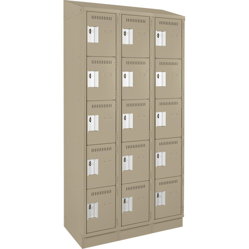 Clean Line™ Lockers, No. of Tiers, 5, Bank of, 3, Overall Width, 36", Overall Depth, 18", Bodies, 24 gauge, Inside Depth, 18"