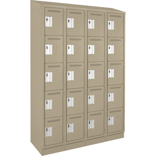 Clean Line™ Lockers, No. of Tiers, 5, Bank of, 4, Overall Width, 48", Overall Depth, 18", Bodies, 24 gauge, Inside Depth, 18"