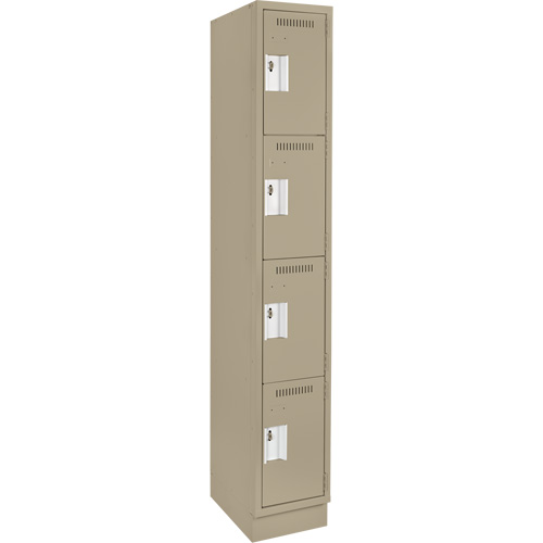 Clean Line™ Lockers, No. of Tiers, 4, Bank of, 1, Overall Width, 12", Overall Depth, 18", Bodies, 24 gauge, Inside Depth, 18"