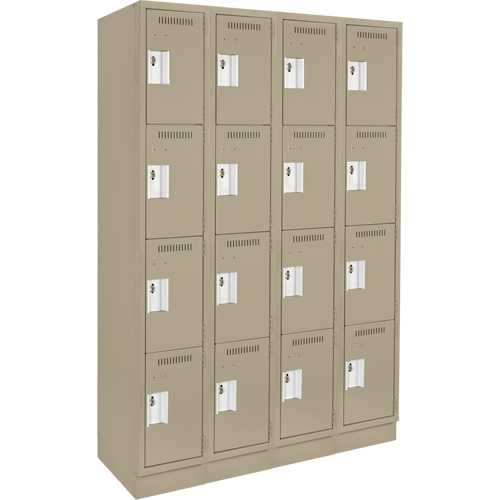 Clean Line™ Lockers, No. of Tiers, 4, Bank of, 4, Overall Width, 48", Overall Depth, 18", Bodies, 24 gauge, Inside Depth, 18"