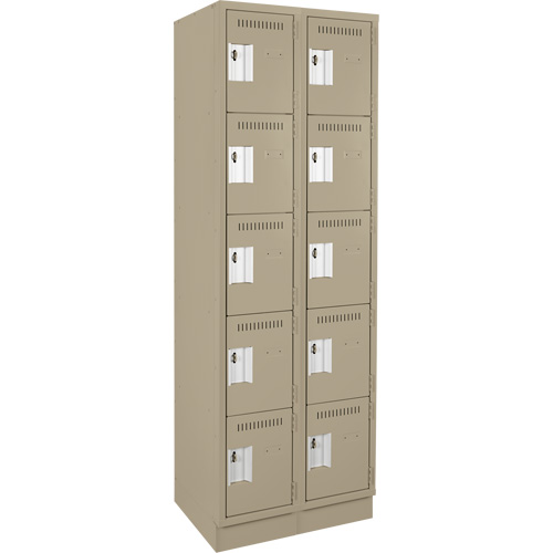 Clean Line™ Lockers, No. of Tiers, 5, Bank of, 2, Overall Width, 24", Overall Depth, 18", Bodies, 24 gauge, Inside Depth, 18"