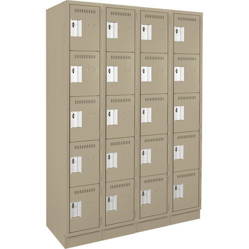 Clean Line™ Lockers, No. of Tiers, 5, Bank of, 4, Overall Width, 48", Overall Depth, 18", Bodies, 24 gauge, Inside Depth, 18"