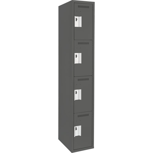 Clean Line™ Lockers, No. of Tiers, 4, Bank of, 1, Overall Width, 12", Overall Depth, 18", Bodies, 24 gauge, Inside Depth, 18"