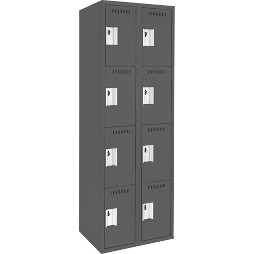 Clean Line™ Lockers, No. of Tiers, 4, Bank of, 2, Overall Width, 24", Overall Depth, 18", Bodies, 24 gauge, Inside Depth, 18"