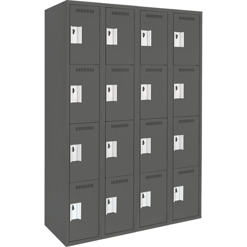 Clean Line™ Lockers, No. of Tiers, 4, Bank of, 4, Overall Width, 48", Overall Depth, 18", Bodies, 24 gauge, Inside Depth, 18"