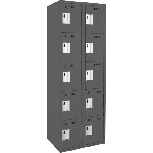 Clean Line™ Lockers, No. of Tiers, 5, Bank of, 2, Overall Width, 24", Overall Depth, 18", Bodies, 24 gauge, Inside Depth, 18"