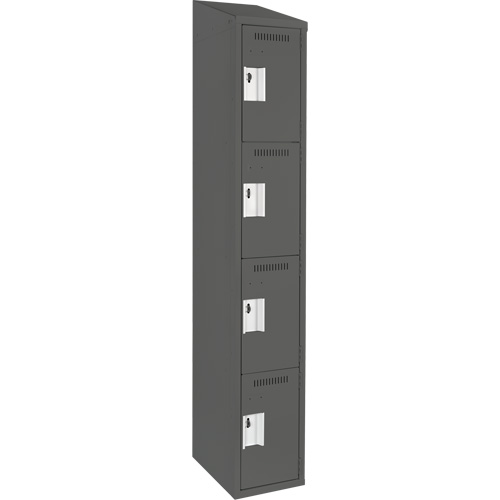 Clean Line™ Lockers, No. of Tiers, 4, Bank of, 1, Overall Width, 12", Overall Depth, 18", Bodies, 24 gauge, Inside Depth, 18"