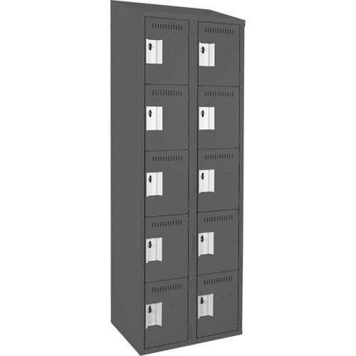 Clean Line™ Lockers, No. of Tiers, 5, Bank of, 2, Overall Width, 24", Overall Depth, 18", Bodies, 24 gauge, Inside Depth, 18"