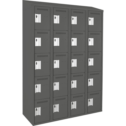 Clean Line™ Lockers, No. of Tiers, 5, Bank of, 4, Overall Width, 48", Overall Depth, 18", Bodies, 24 gauge, Inside Depth, 18"
