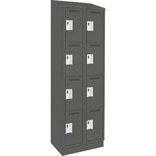Clean Line™ Lockers, No. of Tiers, 4, Bank of, 2, Overall Width, 24", Overall Depth, 18", Bodies, 24 gauge, Inside Depth, 18"