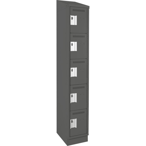 Clean Line™ Lockers, No. of Tiers, 5, Bank of, 1, Overall Width, 12", Overall Depth, 18", Bodies, 24 gauge, Inside Depth, 18"