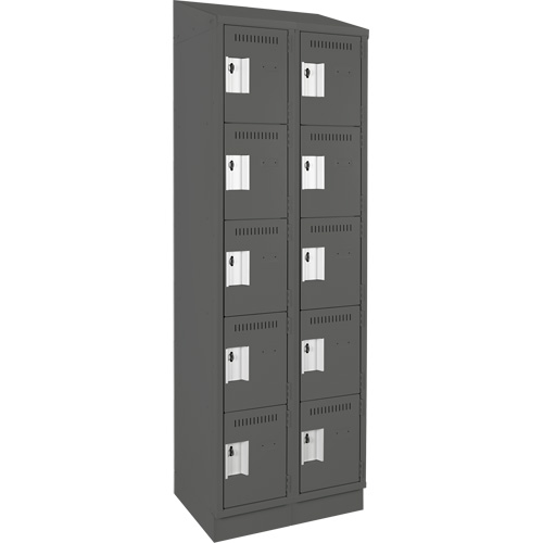 Clean Line™ Lockers, No. of Tiers, 5, Bank of, 2, Overall Width, 24", Overall Depth, 18", Bodies, 24 gauge, Inside Depth, 18"