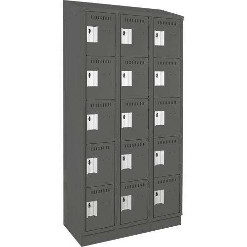 Clean Line™ Lockers, No. of Tiers, 5, Bank of, 3, Overall Width, 36", Overall Depth, 18", Bodies, 24 gauge, Inside Depth, 18"