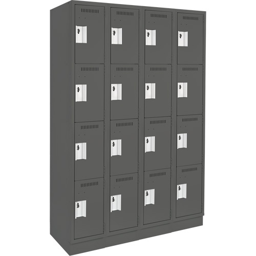 Clean Line™ Lockers, No. of Tiers, 4, Bank of, 4, Overall Width, 48", Overall Depth, 18", Bodies, 24 gauge, Inside Depth, 18"