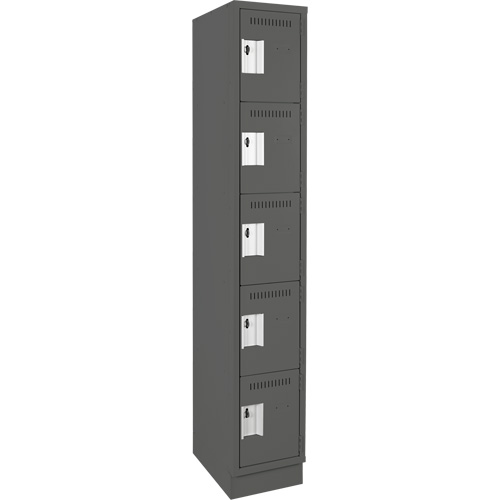 Clean Line™ Lockers, No. of Tiers, 5, Bank of, 1, Overall Width, 12", Overall Depth, 18", Bodies, 24 gauge, Inside Depth, 18"