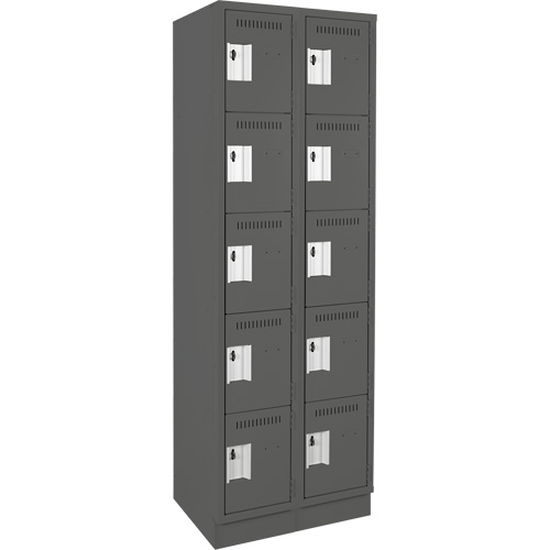 Clean Line™ Lockers, No. of Tiers, 5, Bank of, 2, Overall Width, 24", Overall Depth, 18", Bodies, 24 gauge, Inside Depth, 18"