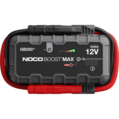 GB250+ Boost® Max™ Jump Starter, Includes, GB250+ Lithium Battery Jump Starter; 56-Watt XGC Power Adapter; 12-Volt 2-Foot XGC Cable; Protective Carrying Case; User Guide & Warranty Information, Starting Current, 5250 Amps (Peak)