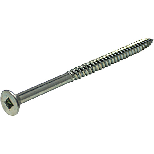 Flat SOC Wood Screw, Diameter, #8, Length, 1", Drive Type, Square, Material, Steel