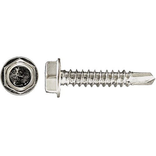Drill-X Self-Drilling Hex Washer, Grade, No Grade, Thread, Tapping, Diameter, #14, Length, 1", Drill Point, 3
