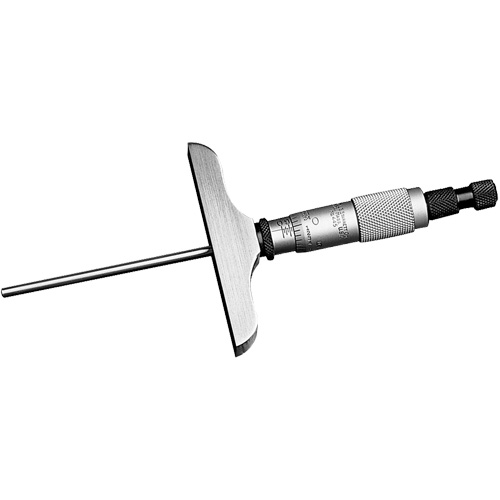 445 Series Depth Micrometer, Range, 0" - 6", Ratchet Stop, With Ratchet Stop, Base Length, 3" (75 mm), Measuring Rod Diameter, 5/32" (4 mm)