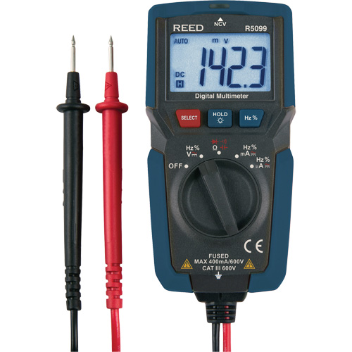 Compact Multimeter with Non-Contact Voltage, Voltage Readings, AC/DC, Current Readings, AC/DC, AC Voltage Range, 4, 40, 400, 600V, DC Voltage Range, 400mV, 4, 40, 400, 600V