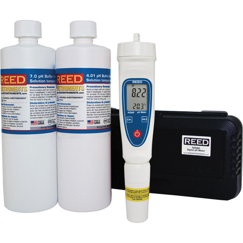 pH Meter & Buffer Solution Kit, Hand Held/Bench Model, Hand Held, pH Range, 0 to 14 pH, Data Logging / Not Data Logging, Not Data Logging