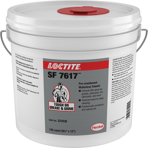 SF 7617™ Industrial Hand Wipes, No. of Wipes, 130, Length, 12", Width, 9-1/2", Scent, Citrus, Dry Time, 30 sec.