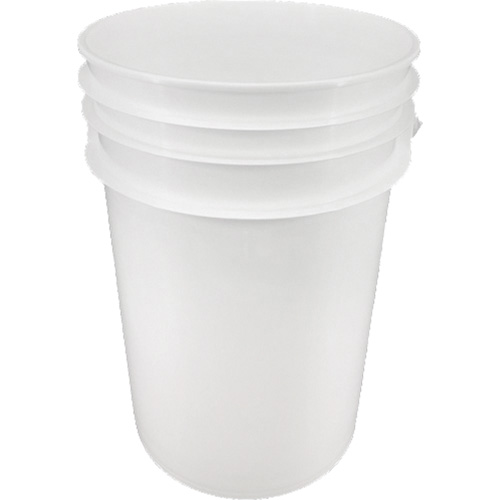 Heavy-Duty Pail, Material, Plastic, Capacity, 6 gal., Wall Thickness, 90 mils, Colour, White