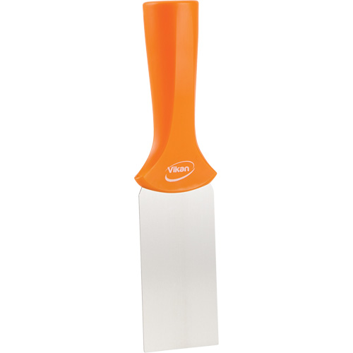 Handle-Mounted Stainless Steel Scraper, Width, 2", Length, 8", Colour, Orange, Thickness, 1-1/4", Blade Material, Stainless Steel