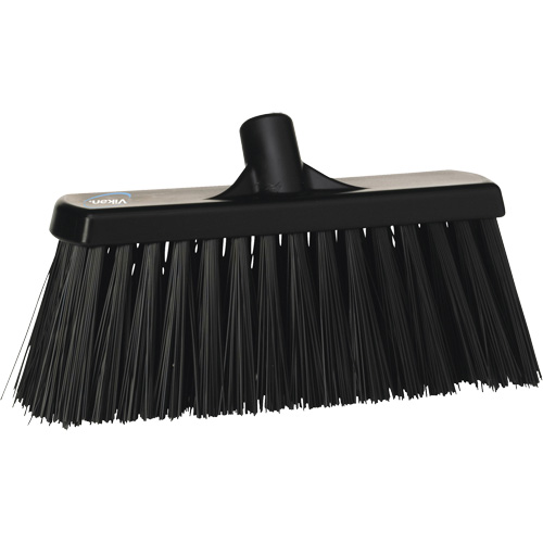 Heavy-Duty Push Broom, Bristle Material, Polyester, Block Length, 13", Sweep Action, Stiff, Bristle Colour, Black, Thickness, 3", Height, 7"