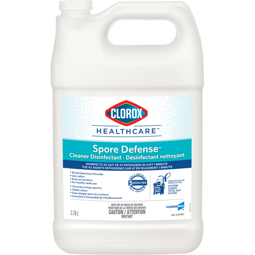 Clorox Healthcare® Spore Defense™ Cleaner Disinfectant, Container Size, 3.78 L, Container Type, Jug, Active Ingredient, 0.25% Sodium Hypochlorite, Shelf Life, 12 Months