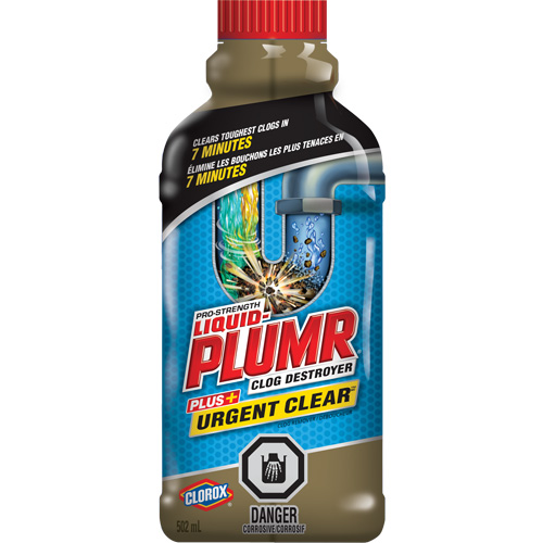 Liquid-Plumr® Urgent Clear® Drain Cleaner, Container Type, Bottle, Container Size, 502 ml