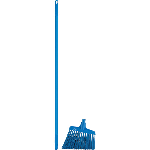Angle Broom Head with Handle, Bristle Material, Polyester, Block Length, 12", Sweep Action, X-Coarse, Bristle Colour, Blue, Handle Length, 50", Handle Material, Fibreglass