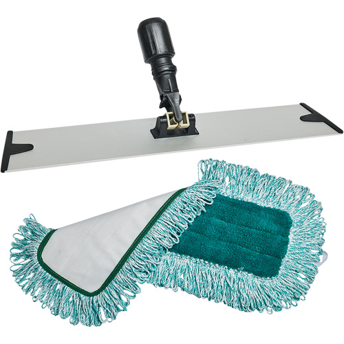 Dust Mop Pad & Frame, Style, Hook and Loop, Length, 18", Width, 5-3/4", Material, Polyester, Frame Length, 18", Frame Width, 3-1/4"